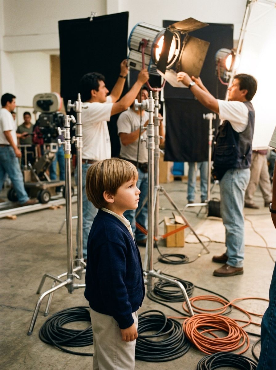 Film set with lights