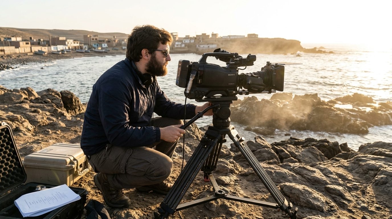 Filming on the ocean
