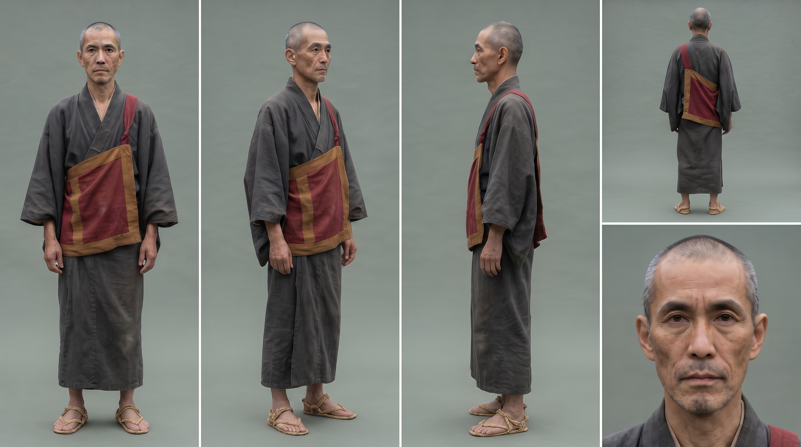 Character reference sheet for a documentary reenactment
